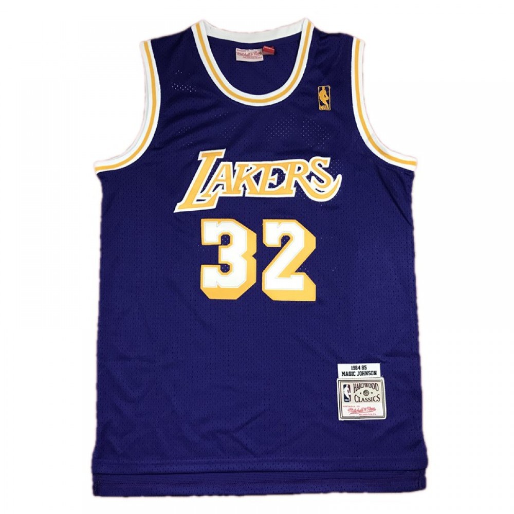 Men's Los Angeles Lakers Magic Johnson #32 Purple 84-85 Hardwood Classics Jersey-Pro Kit Vault | Brand New 26/27 Sports Jerseys